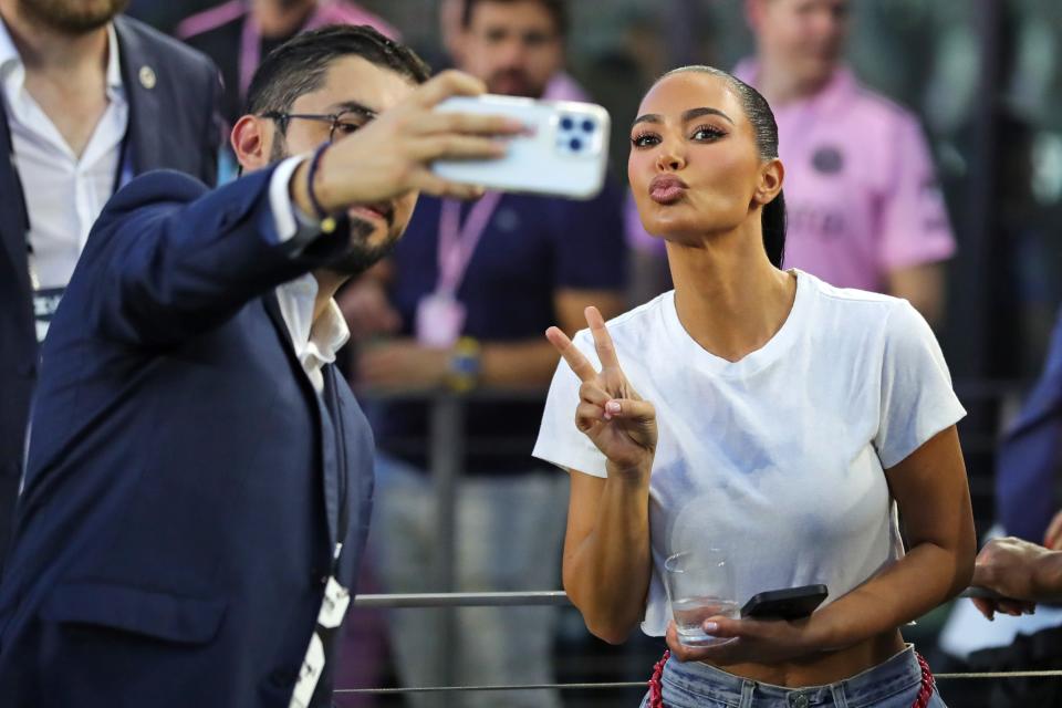 Kim Kardashian at Lionel Messi's first match in Miami.