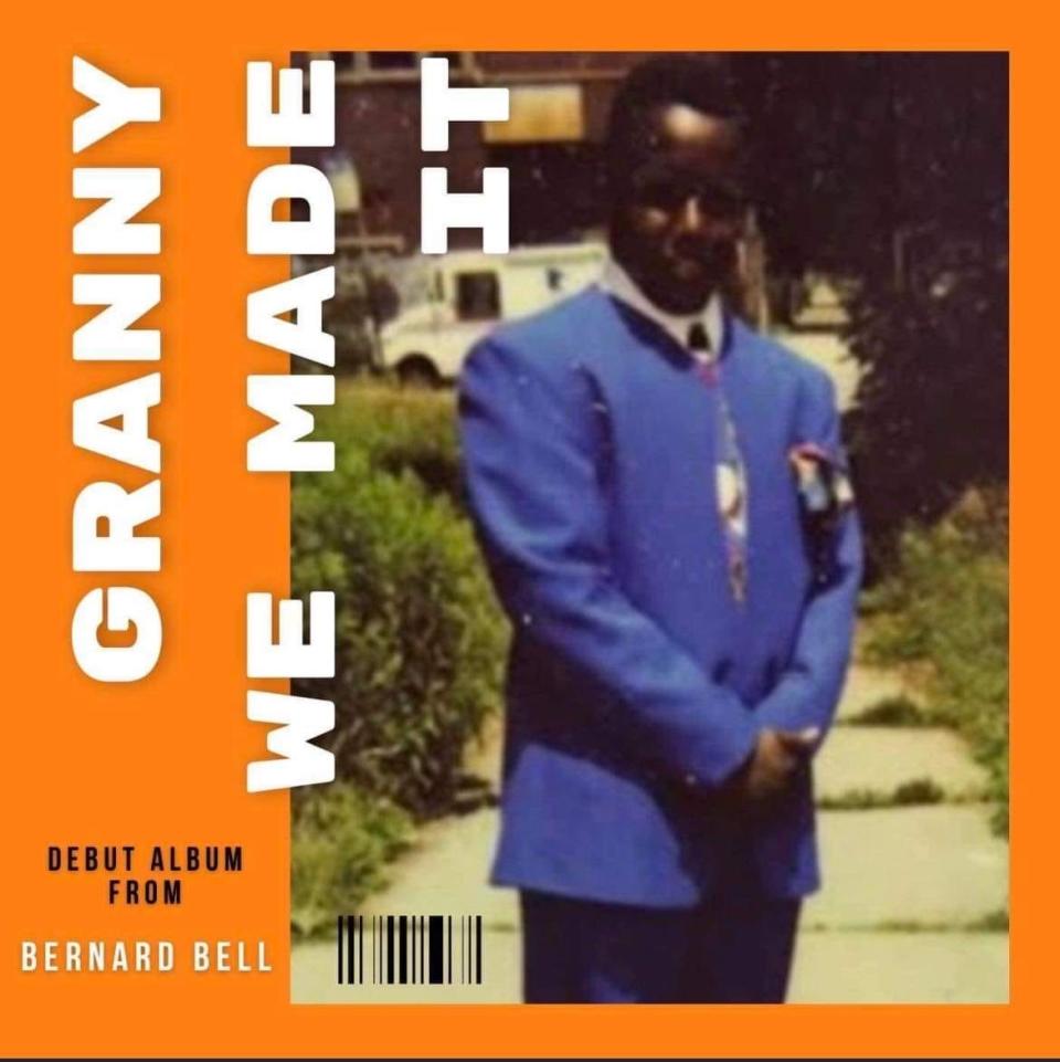The cover of Bernard Bell's debut comedy album, "Granny, We Made it."