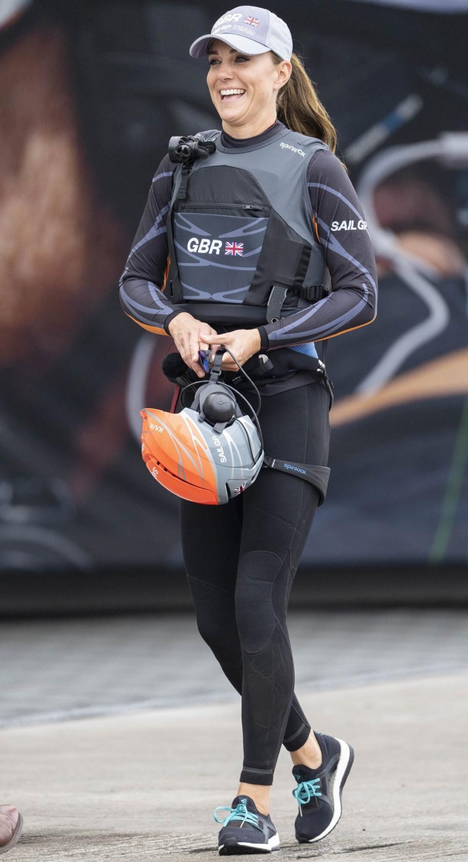 Catherine, Duchess Of Cambridge during her visit to the 1851 Trust and the Great Britain SailGP Team on July 31, 2022 in Plymouth, England