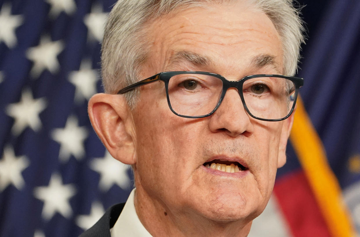 Federal Reserve Board Chairman Jerome Powell speaks during a press conference following a closed two-day meeting of the Federal Open Market Committee on interest rate policy at the Federal Reserve in Washington, U.S., December 13, 2023. REUTERS/Kevin Lamarque