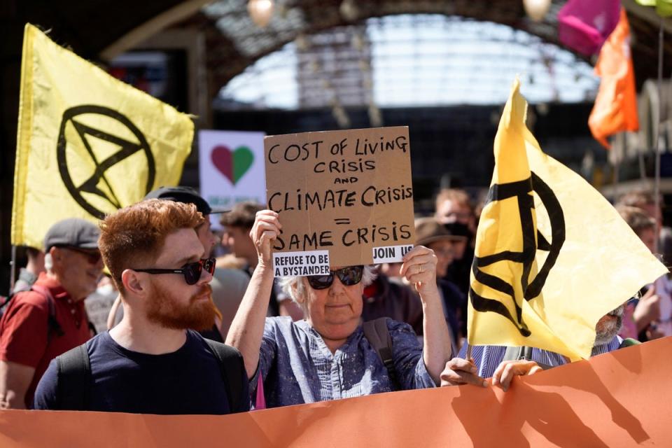 Demonstrators take part in a protest march from Victoria station to Parliament Square, in London (AFP/Getty)