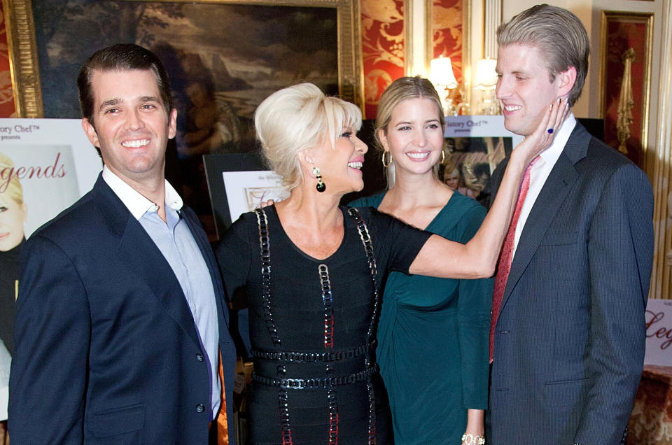 Image: Donald Trump Jr., Ivana, Ivanka and Eric attend the Ivana Living Legend Wine Collection launch on Oct. 18, 2011 in New York City. (Ben Hider / Getty Images)