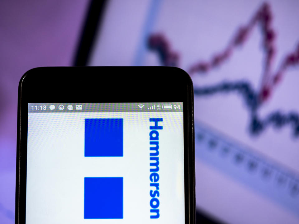 UKRAINE - 2019/03/09:  In this photo illustration, the Hammerson plc company logo seen displayed on a smartphone. (Photo Illustration by Igor Golovniov/SOPA Images/LightRocket via Getty Images)