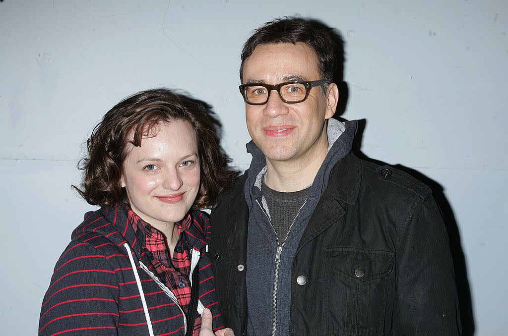 Elisabeth Moss and Fred Armisen attend the Beyond Funderdome Comedy Blowout at the 3LD Art & Technology Center on January 31, 2010 in New York City.