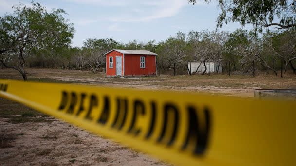 PHOTO: A general view of a storage shed behind a police cordon, at the scene where authorities found the bodies of two of four Americans kidnapped by gunmen, in Matamoros, Mexico, March 7, 2023. (Daniel Becerril/Reuters)