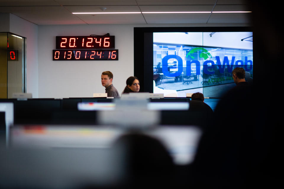 MCLEAN, VA - FEBRUARY 13: OneWeb's satellite operations center is pictured in their Tysons office. OneWeb wants to launch a constellation of thousands of satellites to beam the internet to remote parts of the world, connecting the 4 billion people who don't have broadband access. The first launch date is February 26, 2019. (Photo by Sarah L. Voisin/The Washington Post via Getty Images)