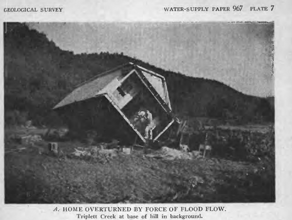 Flooding in northeastern Kentucky in 1939 flipped over this house.