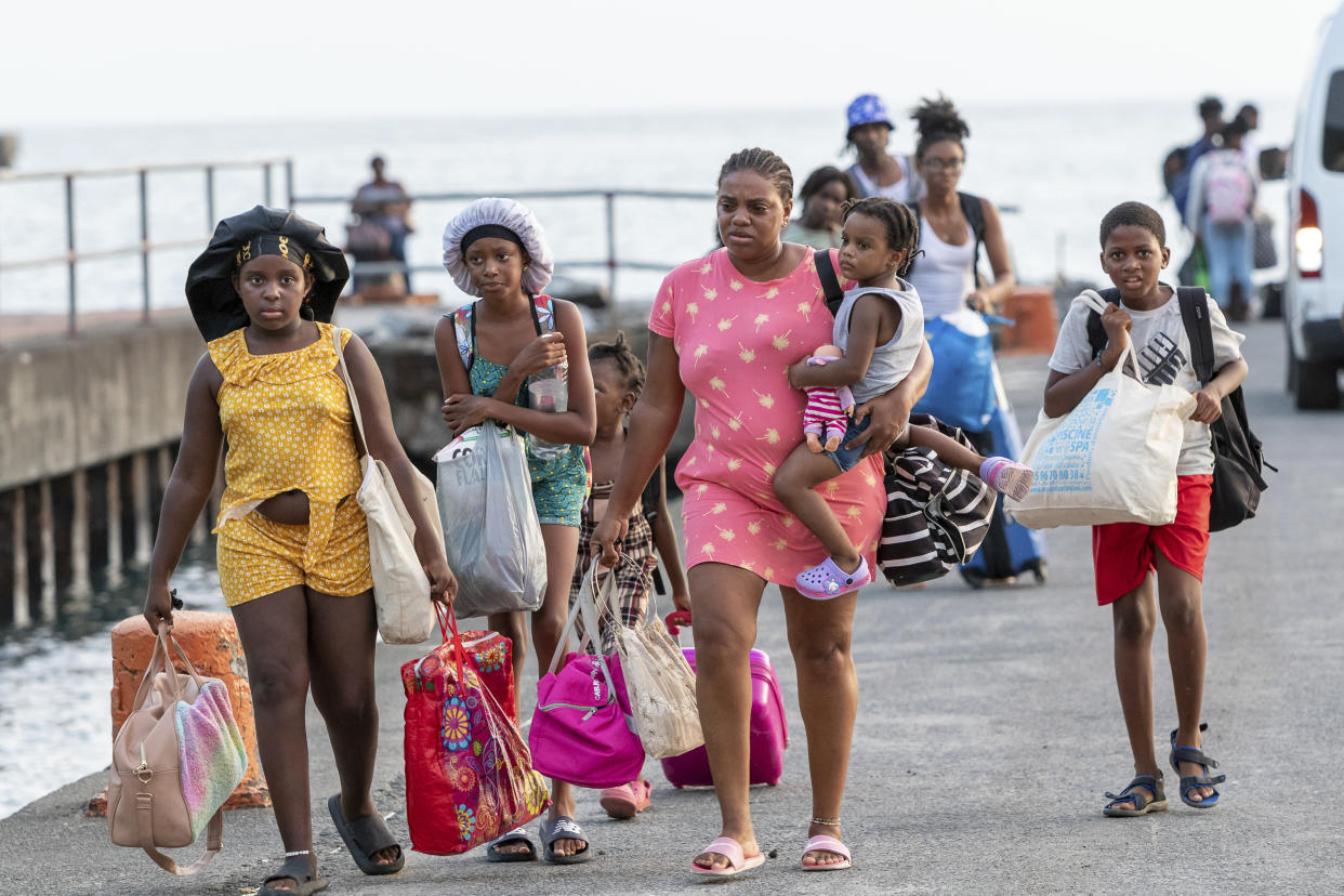 Evacuees from Union Island arrive in Kingstown, St. Vincent and the Grenadines.