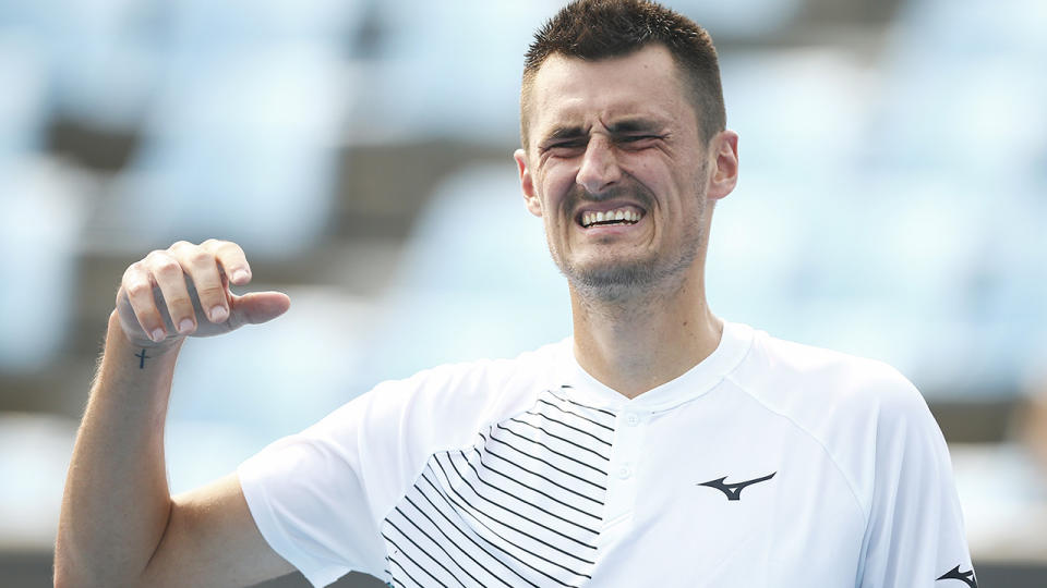 Bernard Tomic, pictured here in action during qualifying for the Australian Open in January.