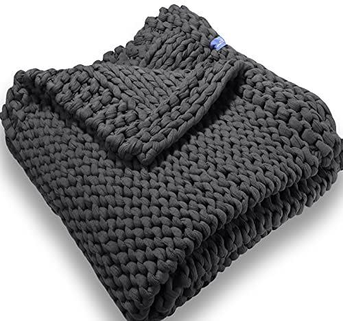 5) Handmade Chunky Knit Weighted Blanket 15 Pound