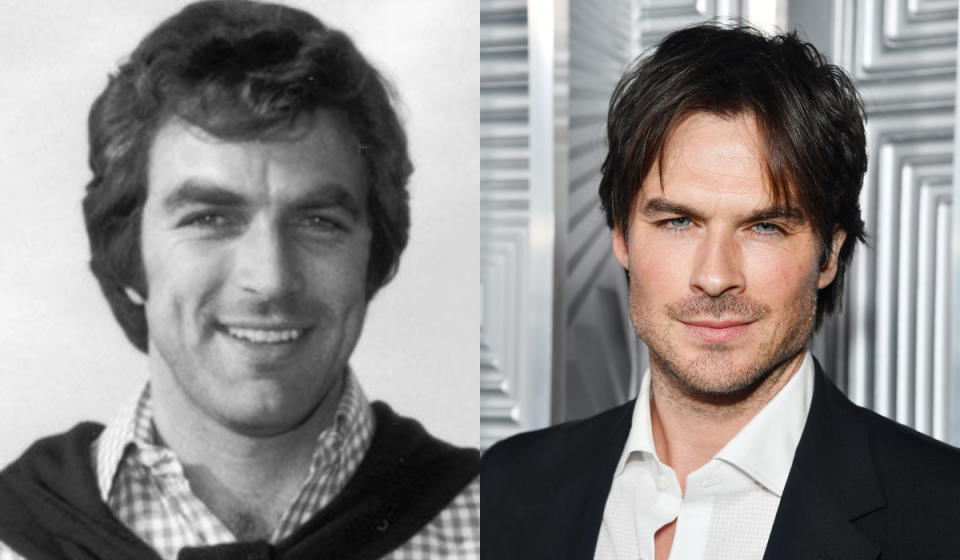 Aunque Ian Somerhalder no luce bigote, guarda un gran parecido con la versión joven de Tom Selleck. (Foto: Frank Edwards / Frazer Harrison / Getty Images)