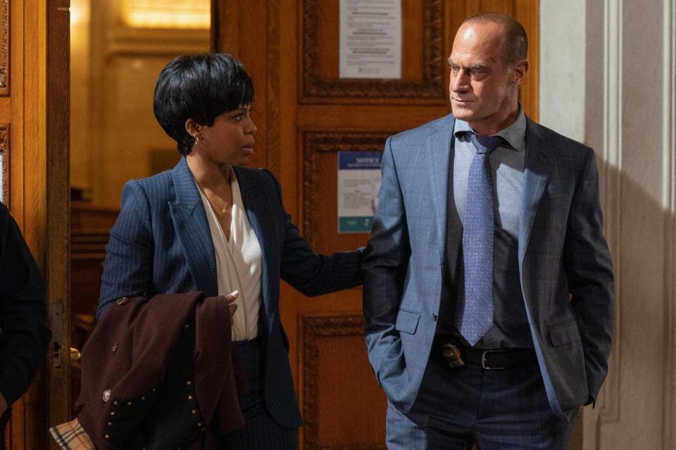 Danielle Moné Truitt and Christopher Meloni in "Law & Order: Organized Crime," returning for a second season this fall on NBC.