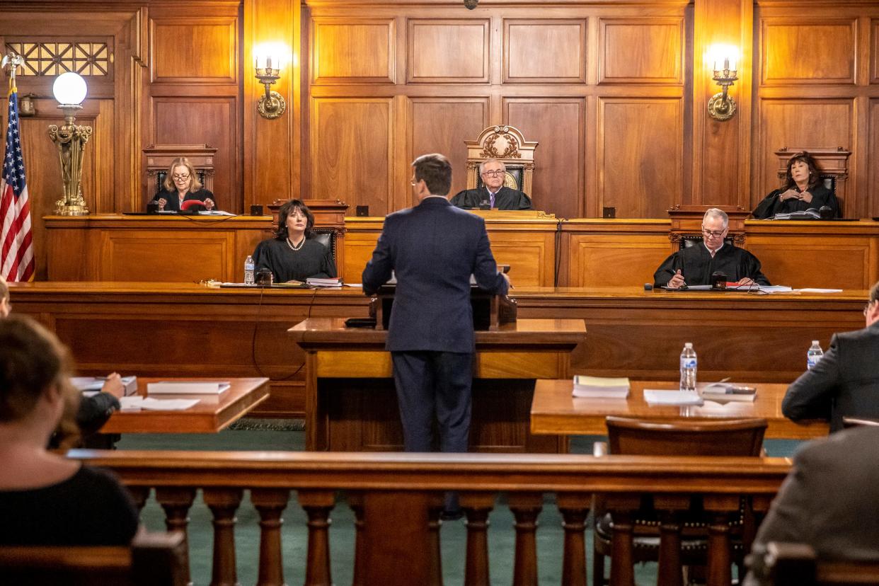 State Supreme Court members last year listened to arguments in a dispute over the governor's executive power.