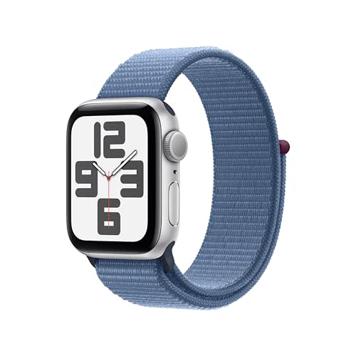 Apple Watch SE (2nd Gen) [GPS 40mm] Smartwatch with Silver Aluminum Case with Winter Blue Sport…