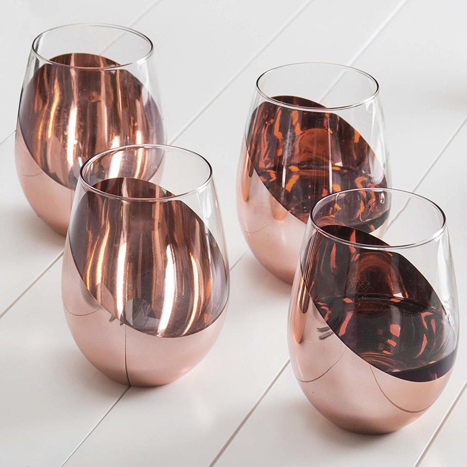 Stemless Copper Wine Glasses, gifts for mom