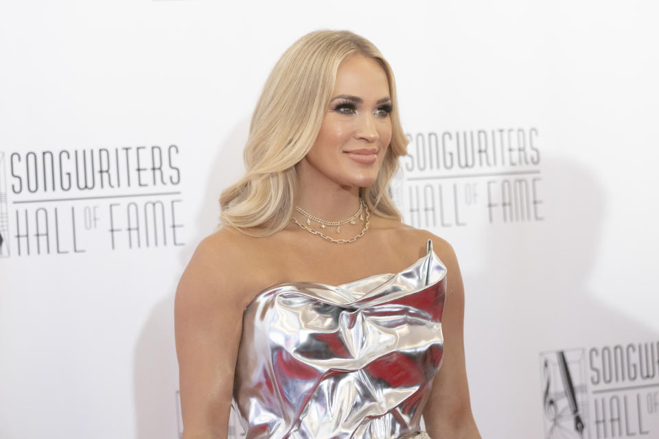 NEW YORK, NEW YORK - JUNE 13: Carrie Underwood attends the 2024 Songwriters Hall Of Fame Induction and Awards Gala at New York Marriott Marquis Hotel on June 13, 2024 in New York City. (Photo by Joy Malone/Getty Images)