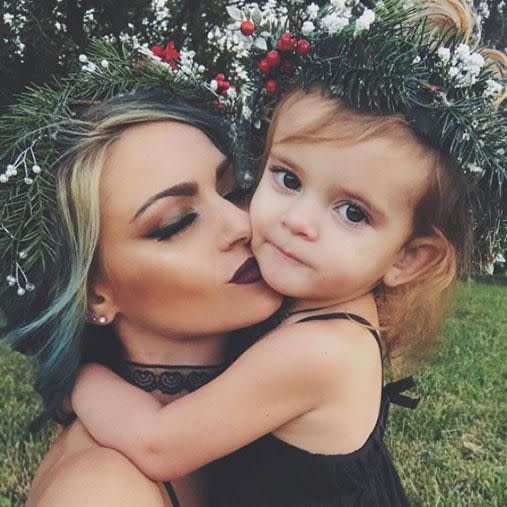 Charity says her daughter had been begging her for pink hair for ages. Photo: Instagram