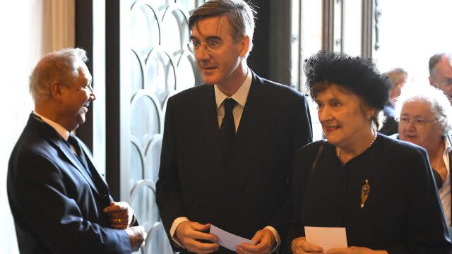 Jacob Rees-Mogg (centre) arriving at Westminster Cathedral in London for the funeral of Cardinal Cormac Murphy-O'Connor