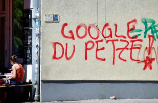 "Google, you snitch!" reads this graffiti, which appears to accuse the tech giant of passing on information to security services