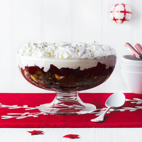 <p>Not a fan of fruit cake? Use Jamaican ginger or chocolate cake instead in this easy Christmas trifle recipe instead.</p><p><strong>Recipe: <a href="https://www.goodhousekeeping.com/uk/food/recipes/a537094/christmas-cake-trifle/" rel="nofollow noopener" target="_blank" data-ylk="slk:Christmas cake trifle;elm:context_link;itc:0;sec:content-canvas" class="link ">Christmas cake trifle</a></strong></p>