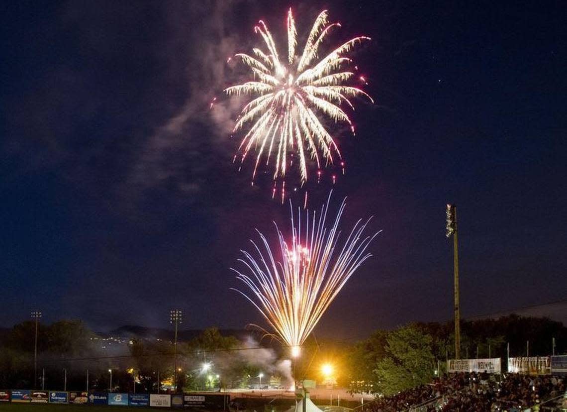 The Boise Hawks treat the crowd to a Fourth of July fireworks display after the game.
