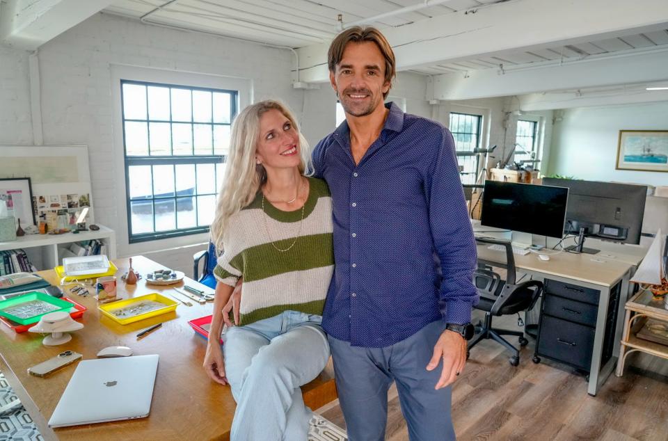 Haverhill Leach with her husband and business partner, Andrej Strojin, in their upstairs office.