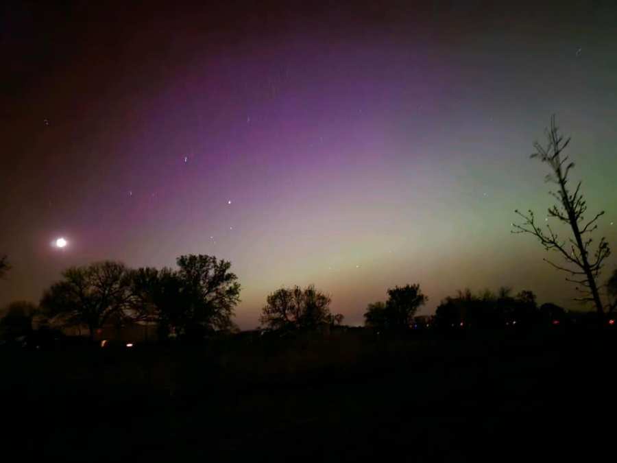 The aurora borealis as seen over Jackson Lake State Park, Colorado, on May 10, 2024 (Kathleen Arroyo)