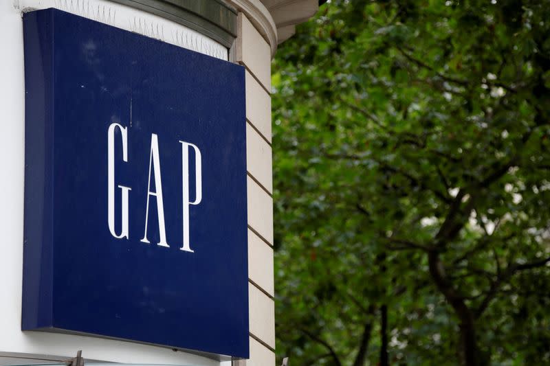 FILE PHOTO: The Gap logo is seen on the front of a store in Paris