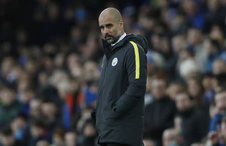 Britain Soccer Football - Everton v Manchester City - Premier League - Goodison Park - 15/1/17 Manchester City manager Pep Guardiola looks dejected Action Images via Reuters / Lee Smith Livepic