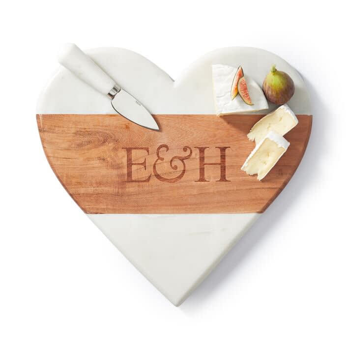 Wood and Marble Heart Cheese Board