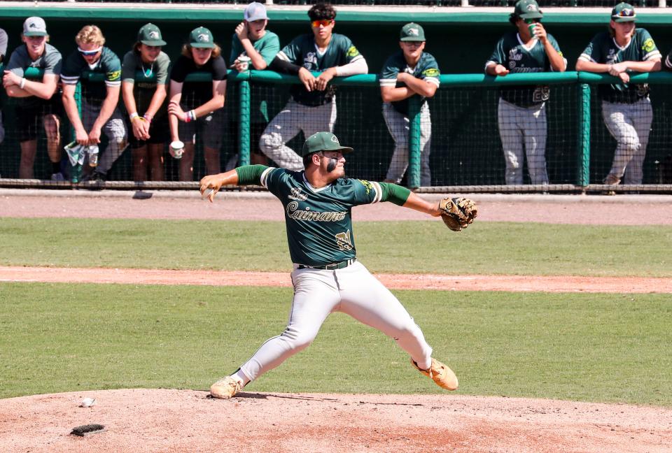 Action from a state semifinal baseball game between Island Coast and Suwannee. The games were held at Hammond Stadium in Fort Myers, May 23, 2022.