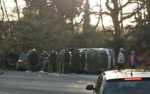 The Duke at the scene of the crash on the Queen's Sandringham Estate last month - Credit: &nbsp;George Glass