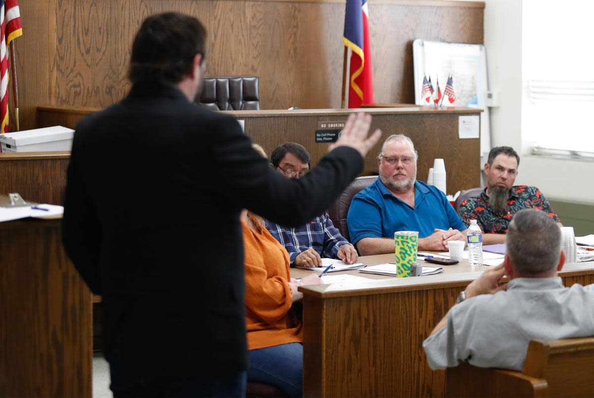 Mark Lee Dixon talks during the meeting. Members of the public talk about abortion issues during the Cochran County Commissioners meeting Thursday morning, Sept. 28, 2023.