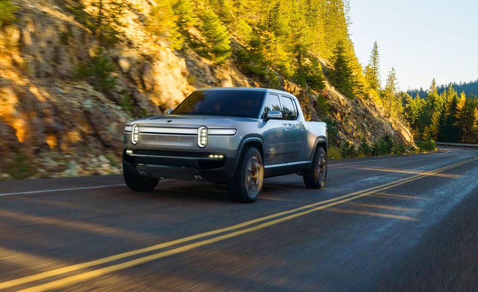 <p>The R1T is a futuristic looking crew-cab pickup that Rivian is claiming is the world's most aerodynamic truck.</p>