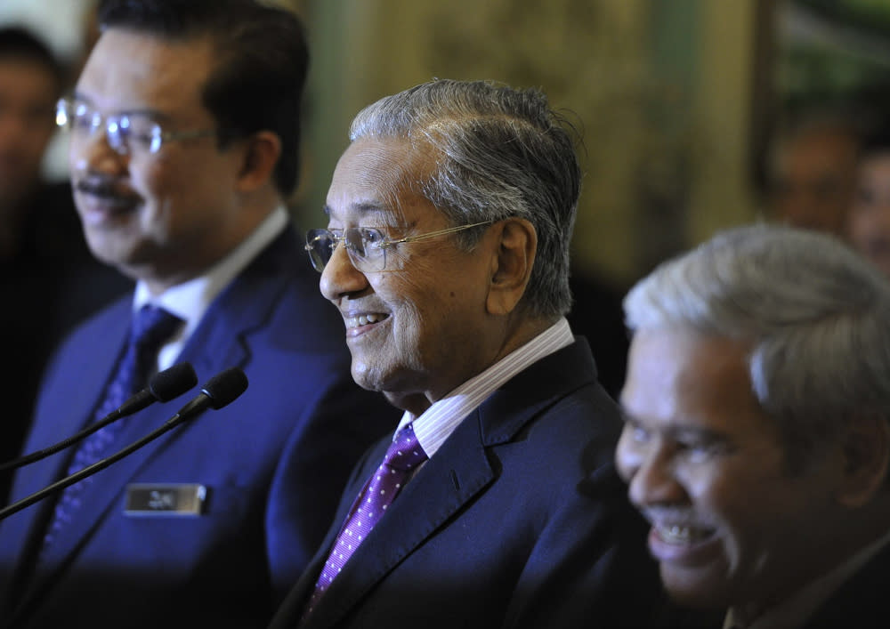 Interim Prime Minister Tun Mahathir Mohamad speaks during the economic stimulus package announcement at Perdana Putra building in Putrajaya February 27, 2020. — Picture by Shafwan Zaidon