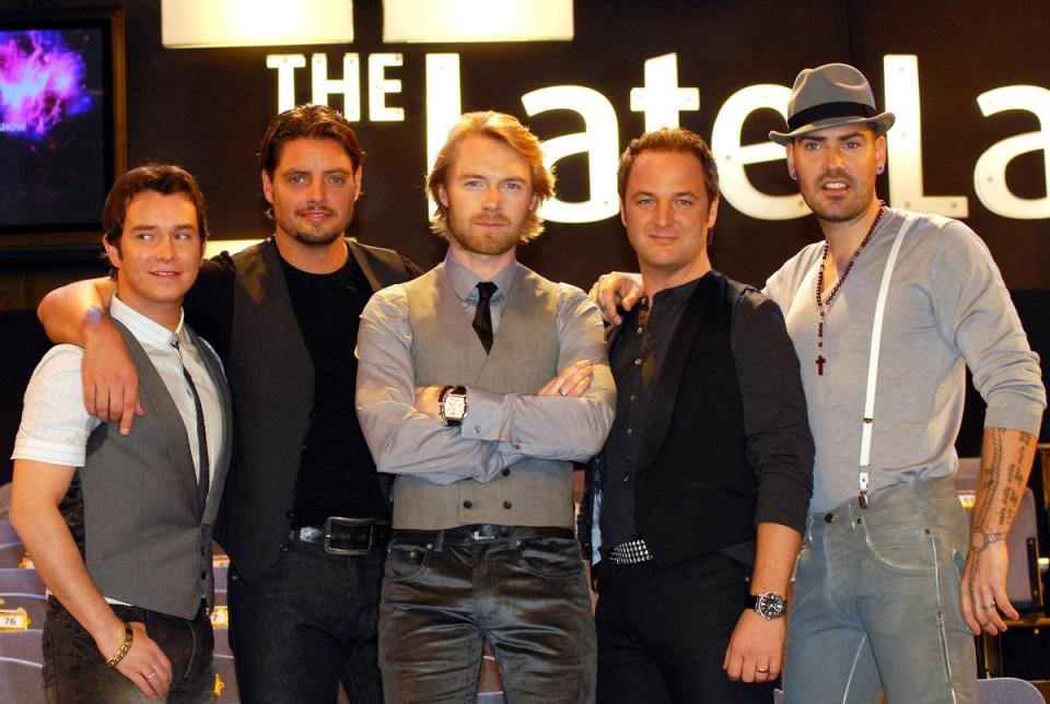 Ronan Keating (middle) pictured with the other members of Boyzone (Getty Images)