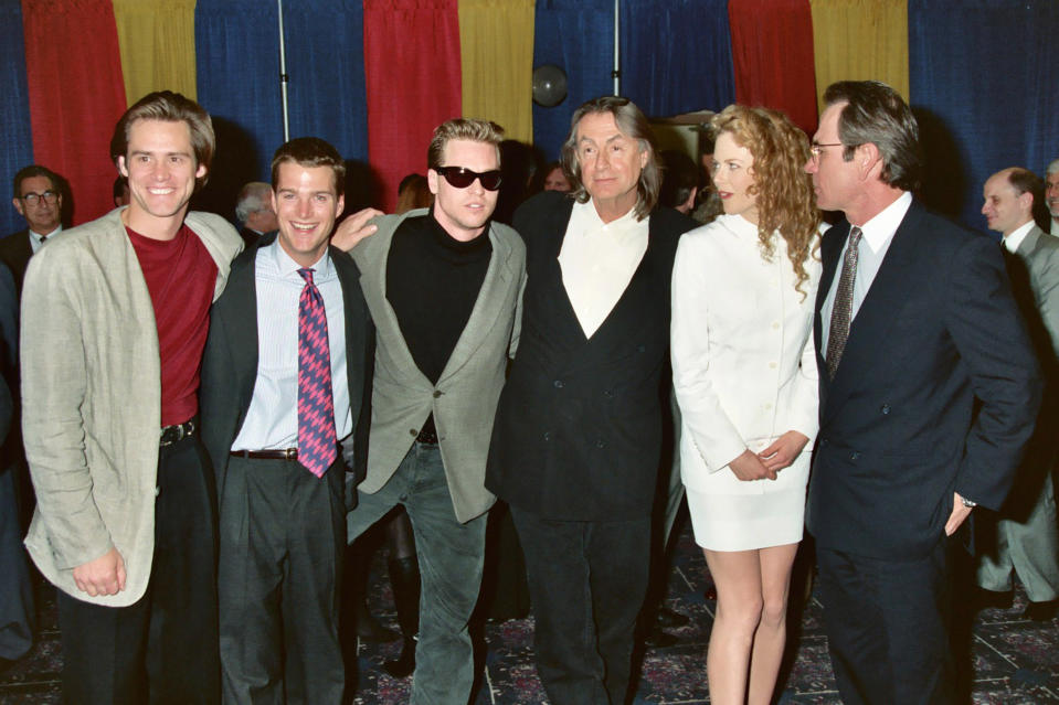 Jim Carrey, Chris O'Donnell, Val Kilmer, Joel Schumacher, Nicole Kidman and Tommy Lee Jones (Photo by Jeff Kravitz/FilmMagic, Inc)