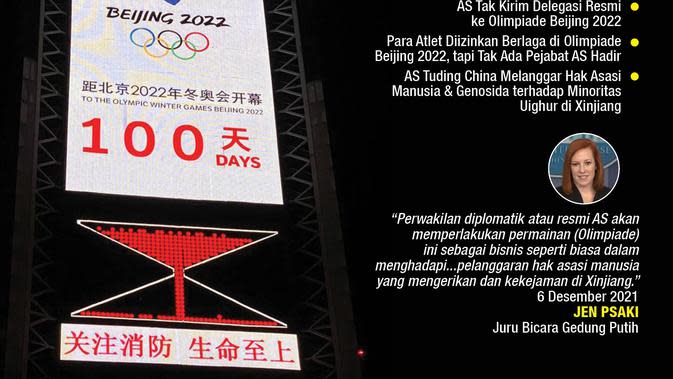 Infografis AS Boikot Diplomatik Olimpiade Musim Dingin Beijing 2022. (Liputan6.com/Trieyasni)