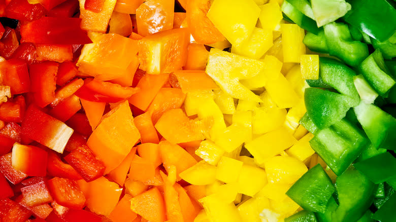 various colors chopped bell pepper