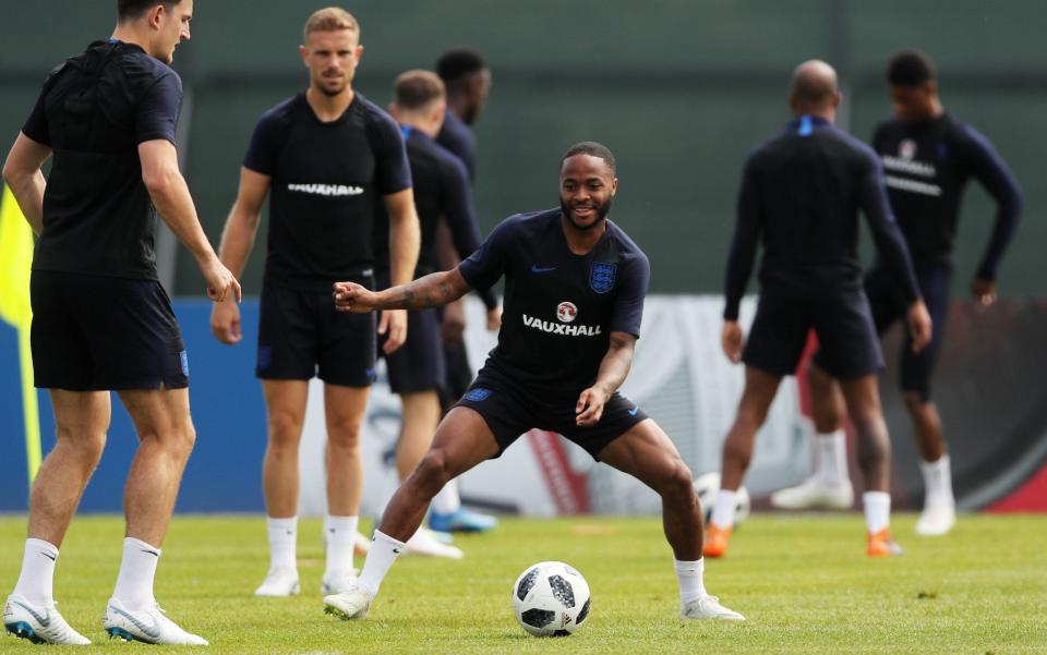 England in training for the Tunsia match - PA