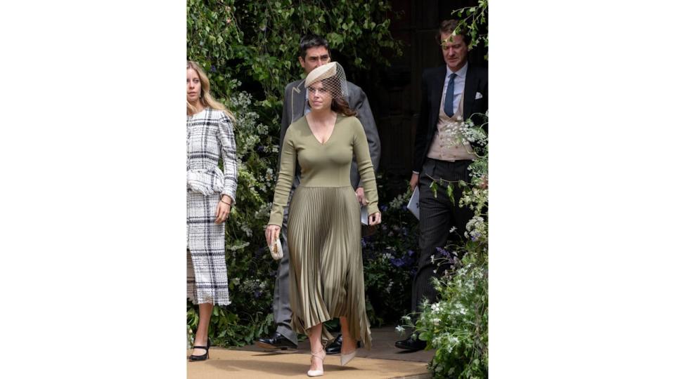 Princess Eugenie attends the wedding of The Duke of Westminster and Miss Olivia Henson at Chester Cathedral