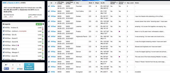 Dozens of eyewitness accounts of the Sept. 2 sky fall around 10:30 p.m. Mountain Daylight Time were reported to the American Meteor Society (AMS).