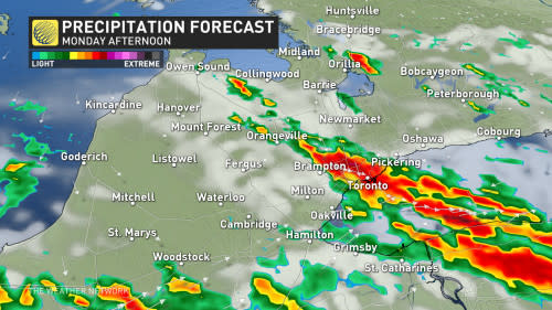 Ontario precip forecast Monday afternoon