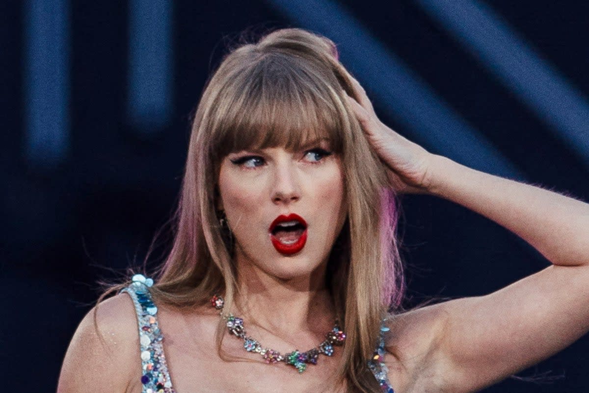 Taylor Swift performing the Eras Tour in Lisbon on 24 May 2024 (AFP/Getty)