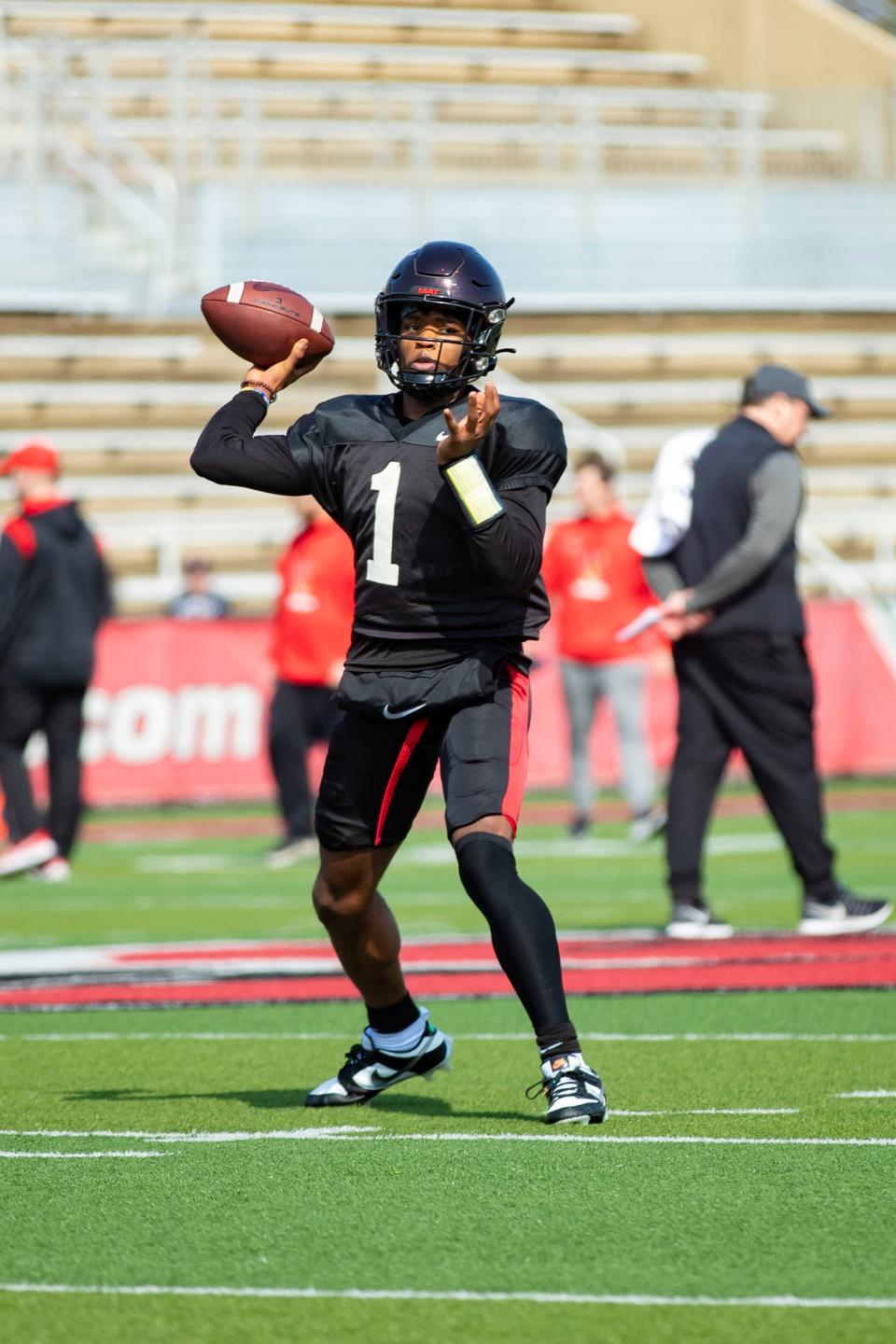 Ball State football quarterback Kiael Kelly during the team's Spring Game at Scheumann Stadium on Saturday, April 8, 2023.