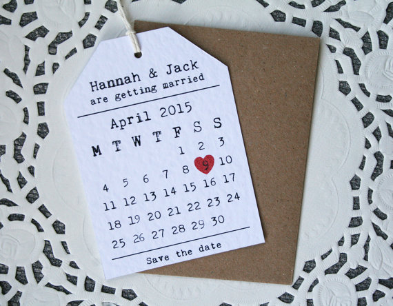 Cute little save the date calendar tags.