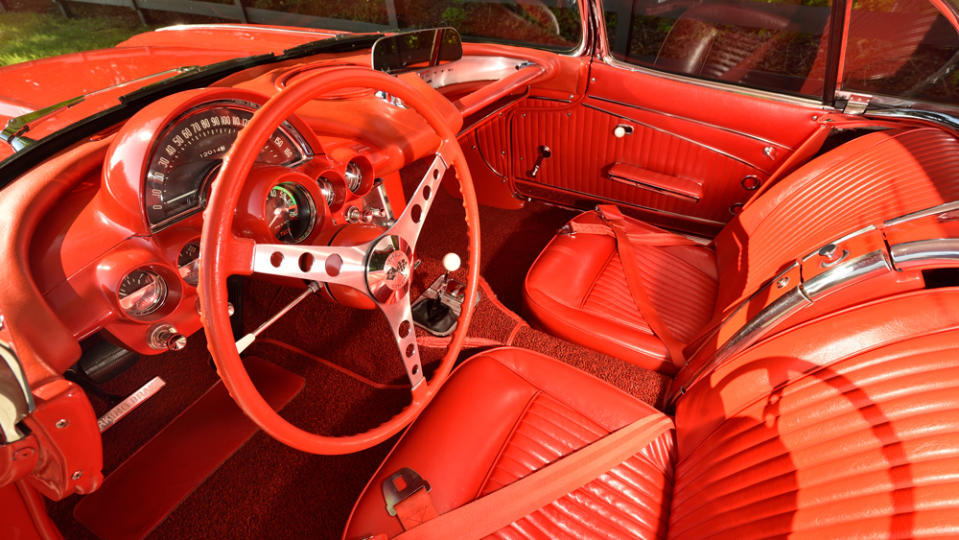 The original interior of a 1962 Chevrolet Corvette Convertible.