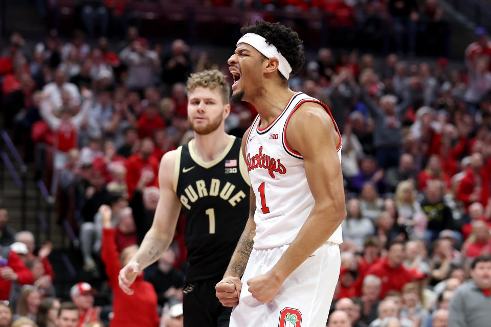 Roddy Gayle Jr. and Ohio State picked up an upset win on Sunday four days after head coach Chris Holtmann was fired. (Kirk Irwin/Getty Images)