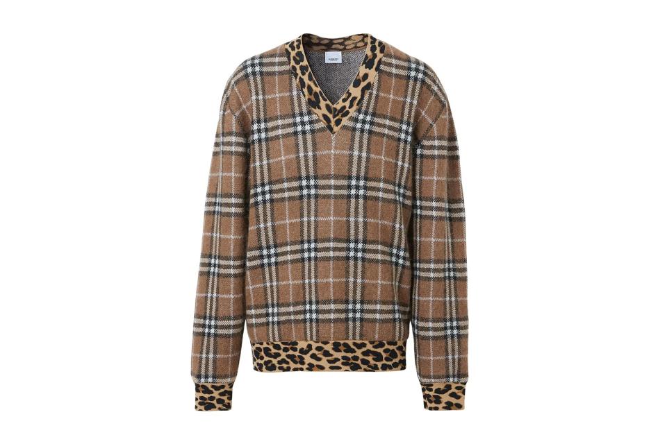 Burberry leopard detail vintage check jumper