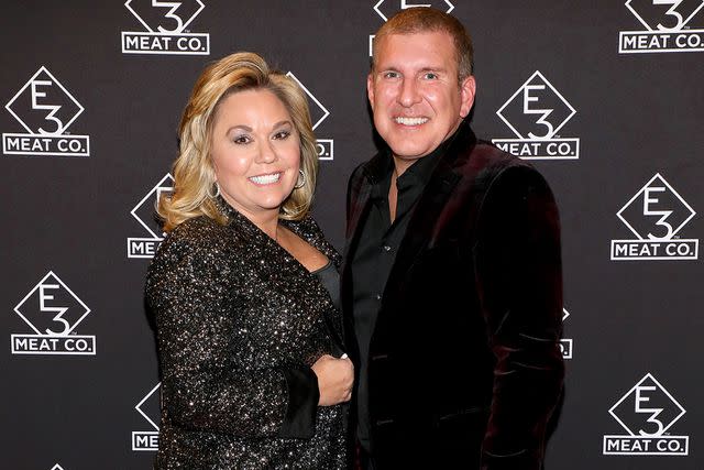 <p>Danielle Del Valle/Getty </p> Julie Chrisley and Todd Chrisley attend the grand opening of E3 Chophouse Nashville on November 20, 2019